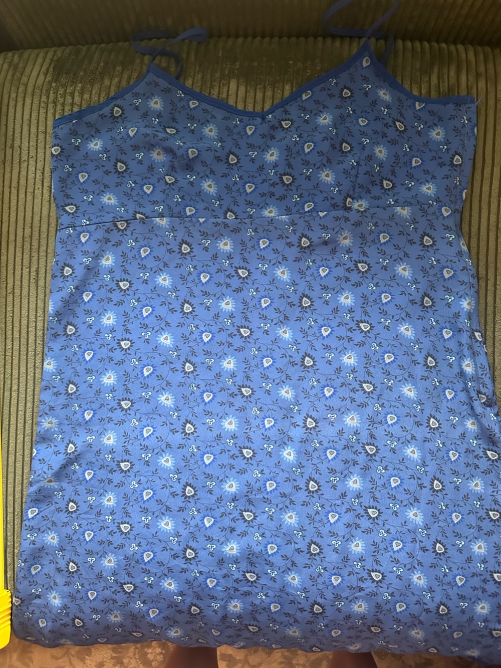 Mint Julep Blue Floral Slip Chemise with Spaghetti Straps